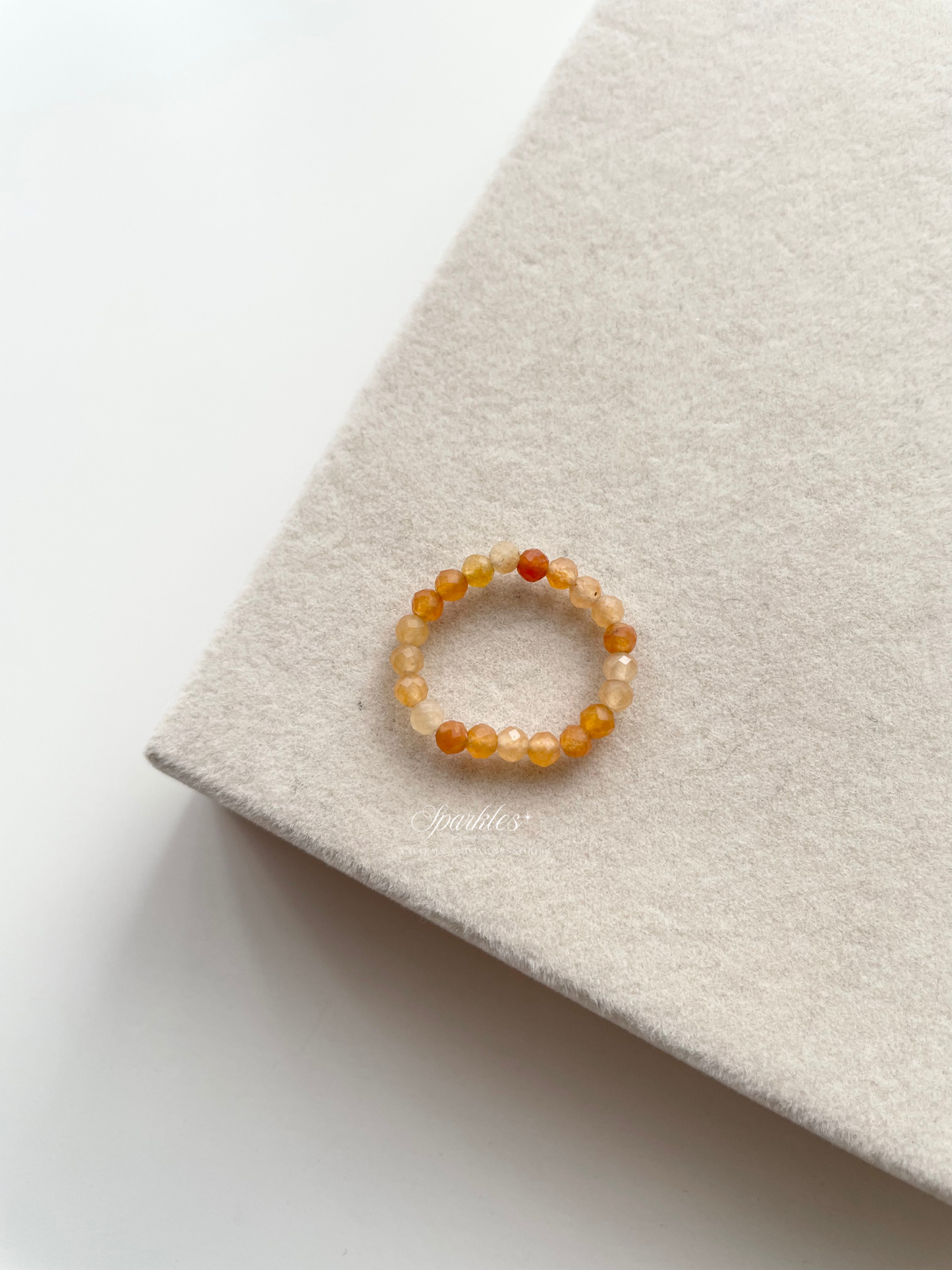 Carnelian Beaded Ring with Sizes