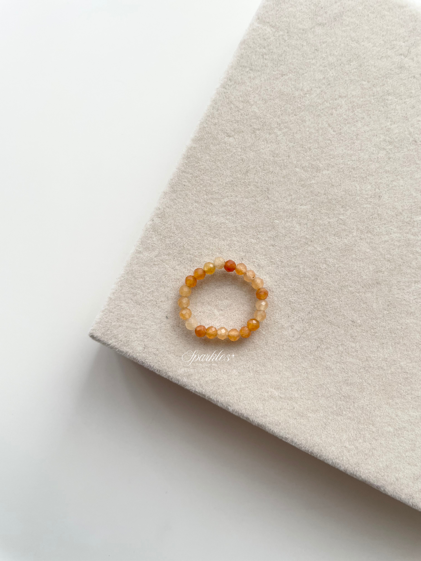 Carnelian Beaded Ring with Sizes