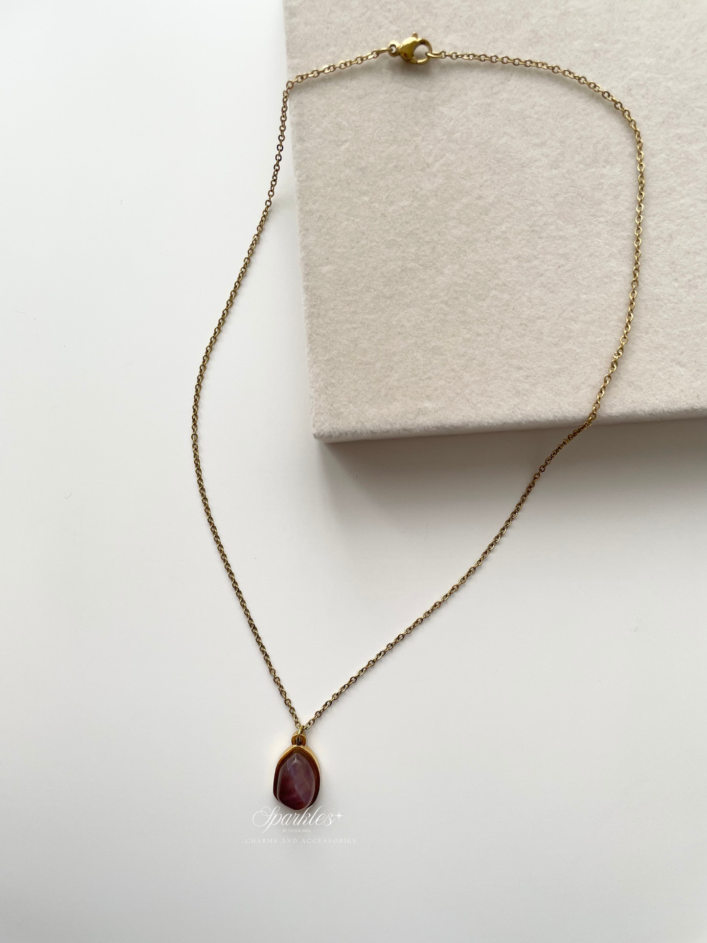 Crystal3 Amethyst Stone Gold Necklace