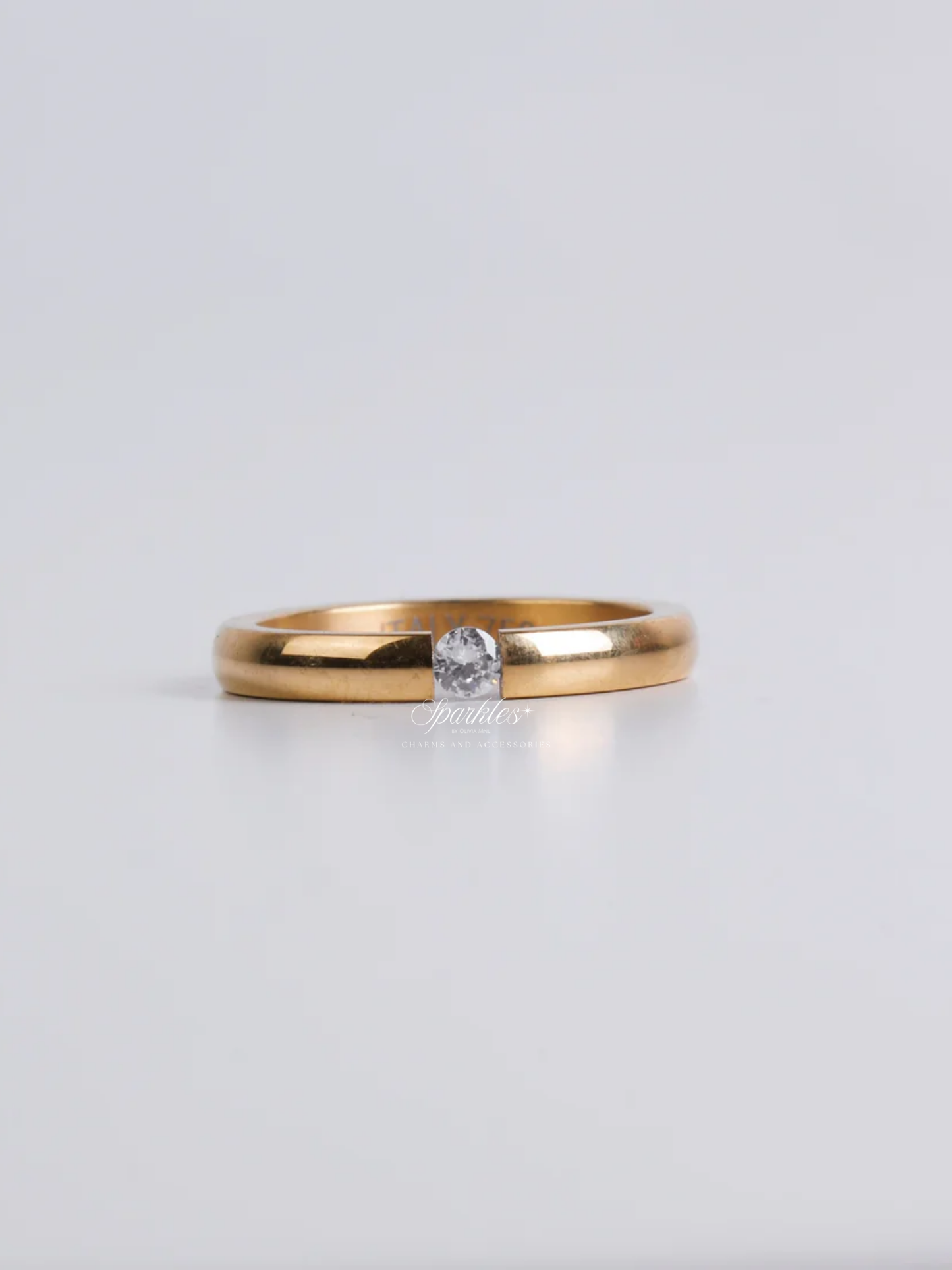 Crystal Dome Gold Ring with Sizes