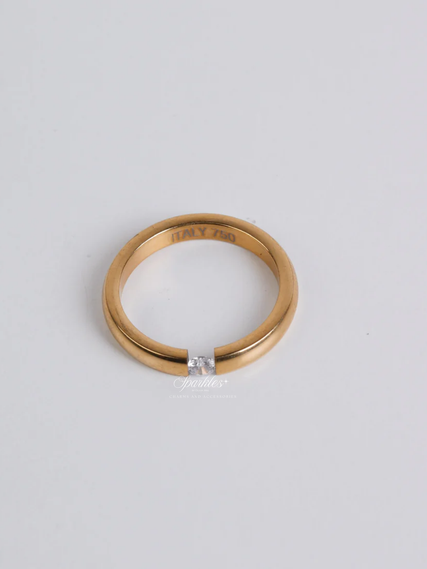 Crystal Dome Gold Ring with Sizes