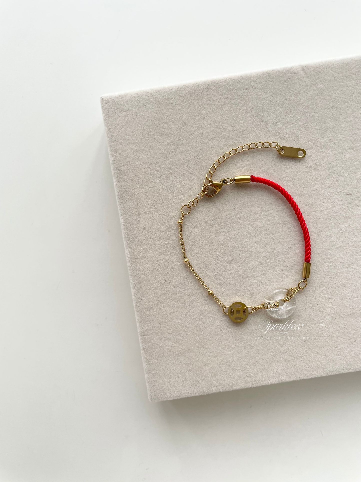 Lucky2 Clear Quartz Red String Bracelet