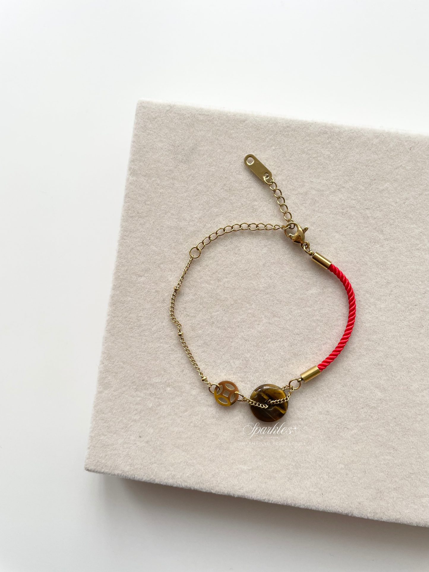 Lucky3 Tiger's Eye Red String Bracelet