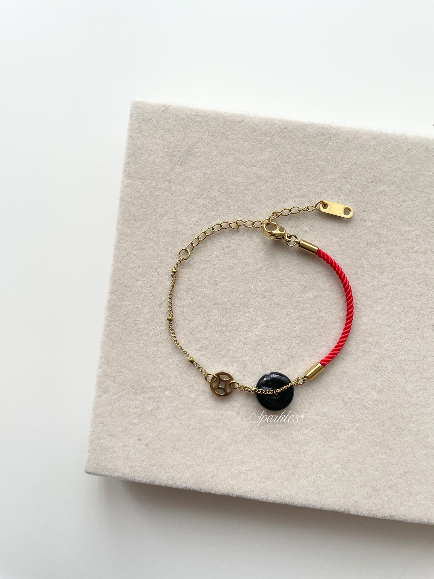 Lucky4 Black Jade Red String Bracelet