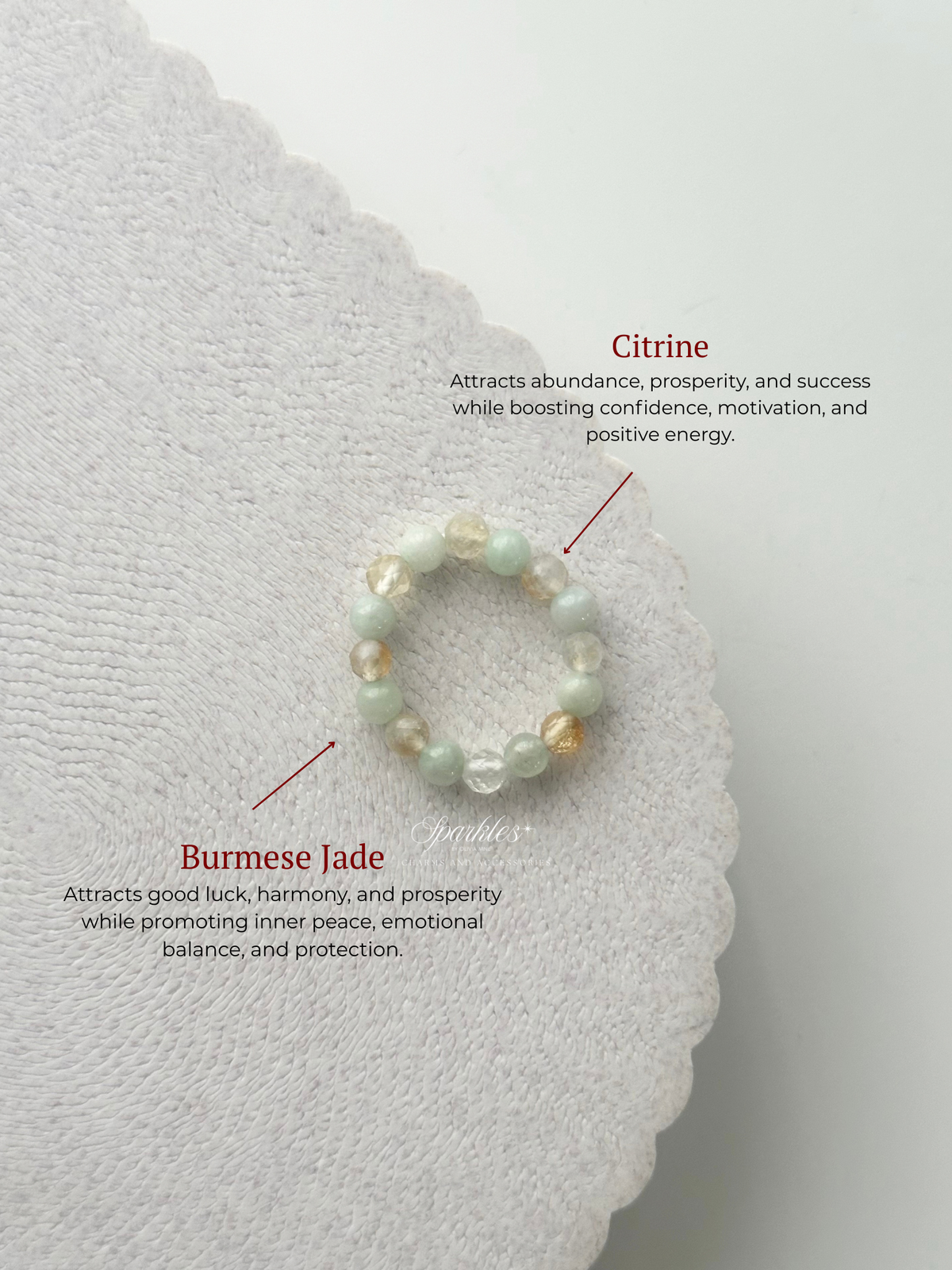 Burmese Jade & Citrine Abundance Beaded Ring with sizes Ring20