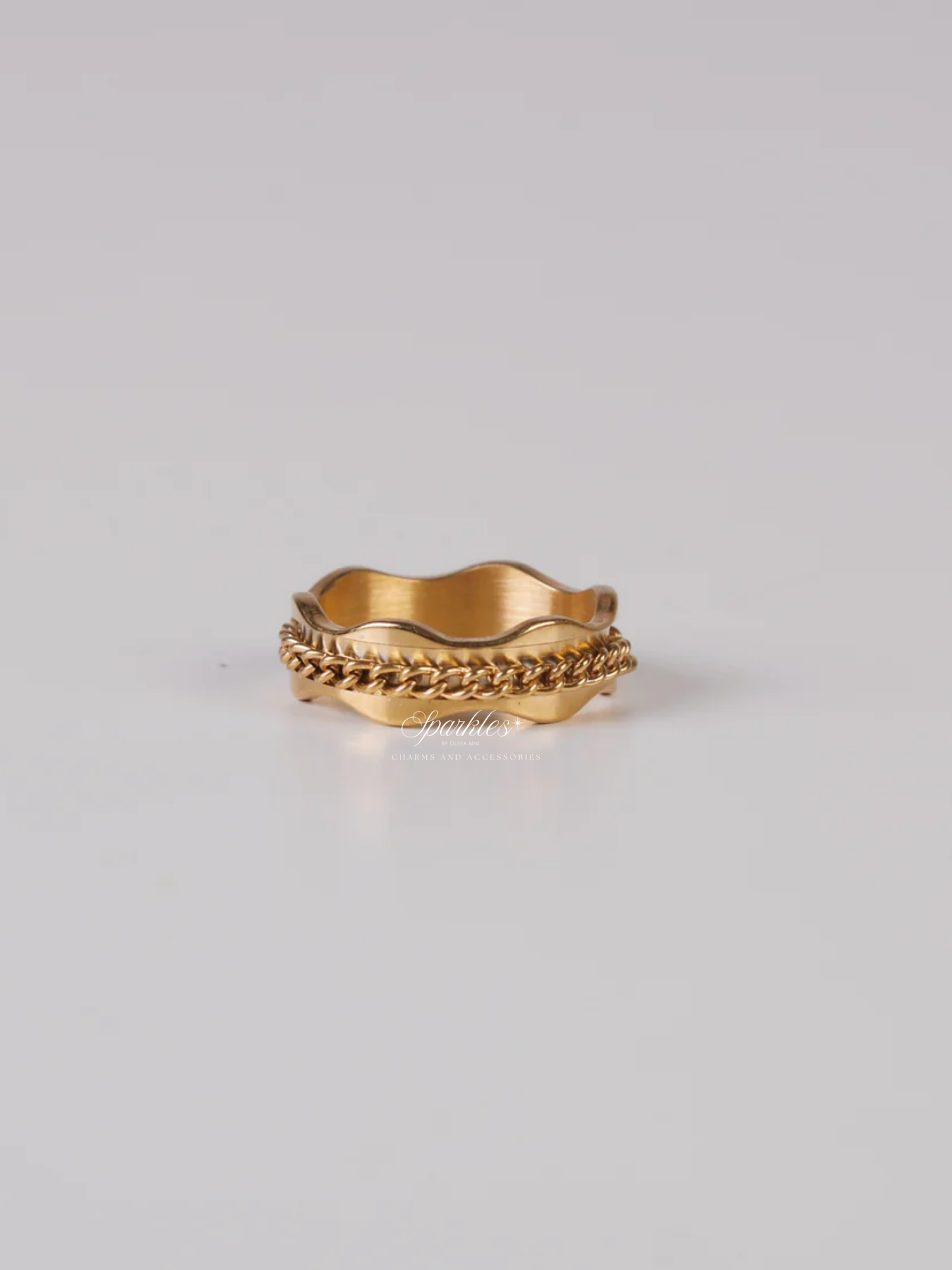 Rotatable Gold Chain Ring with sizes