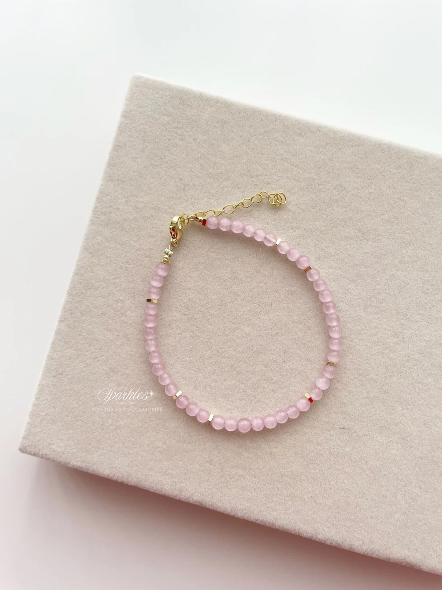 s22 Pink Cat's Eye beads bracelet