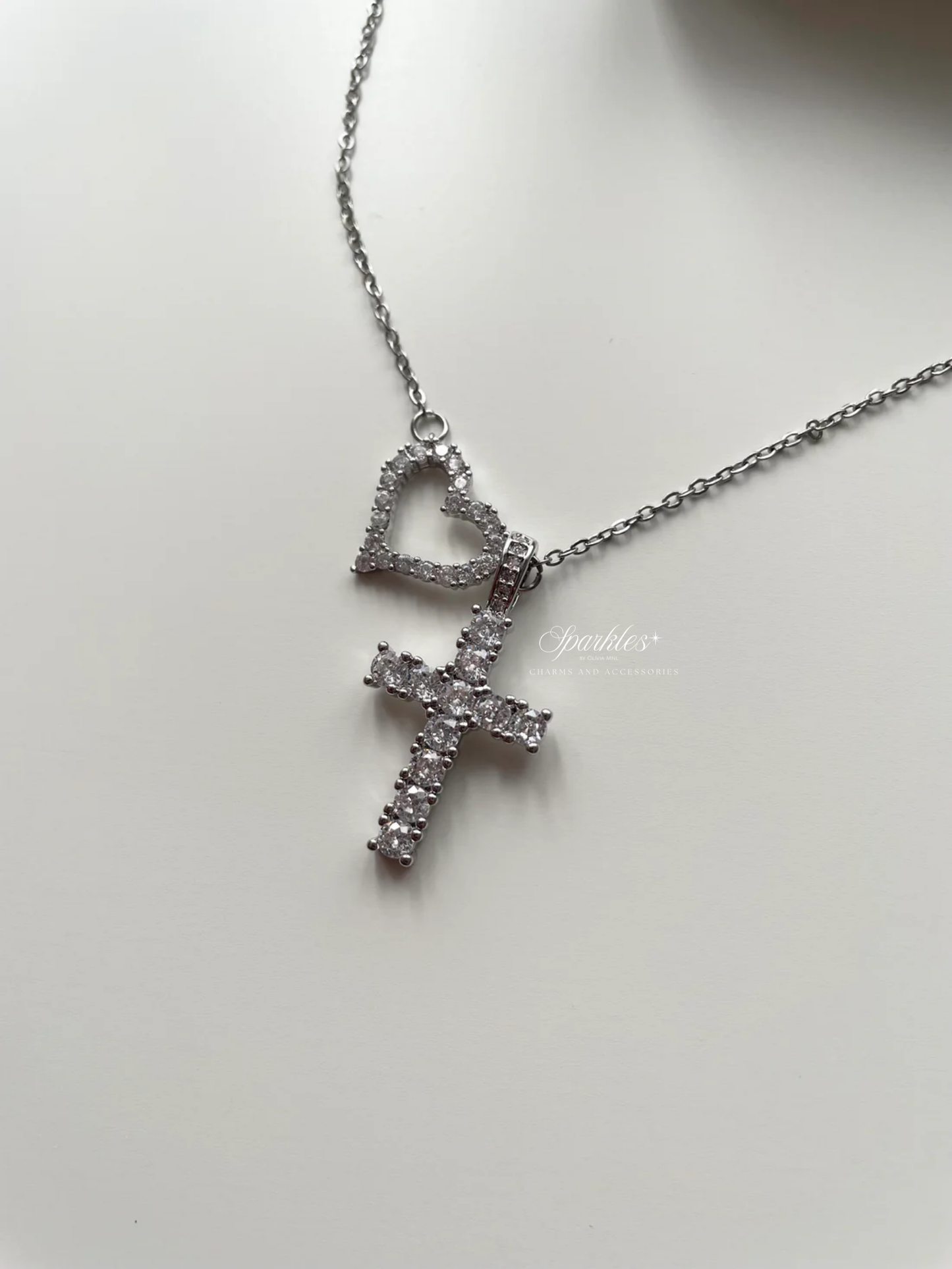 Silver Heart and Cross necklace