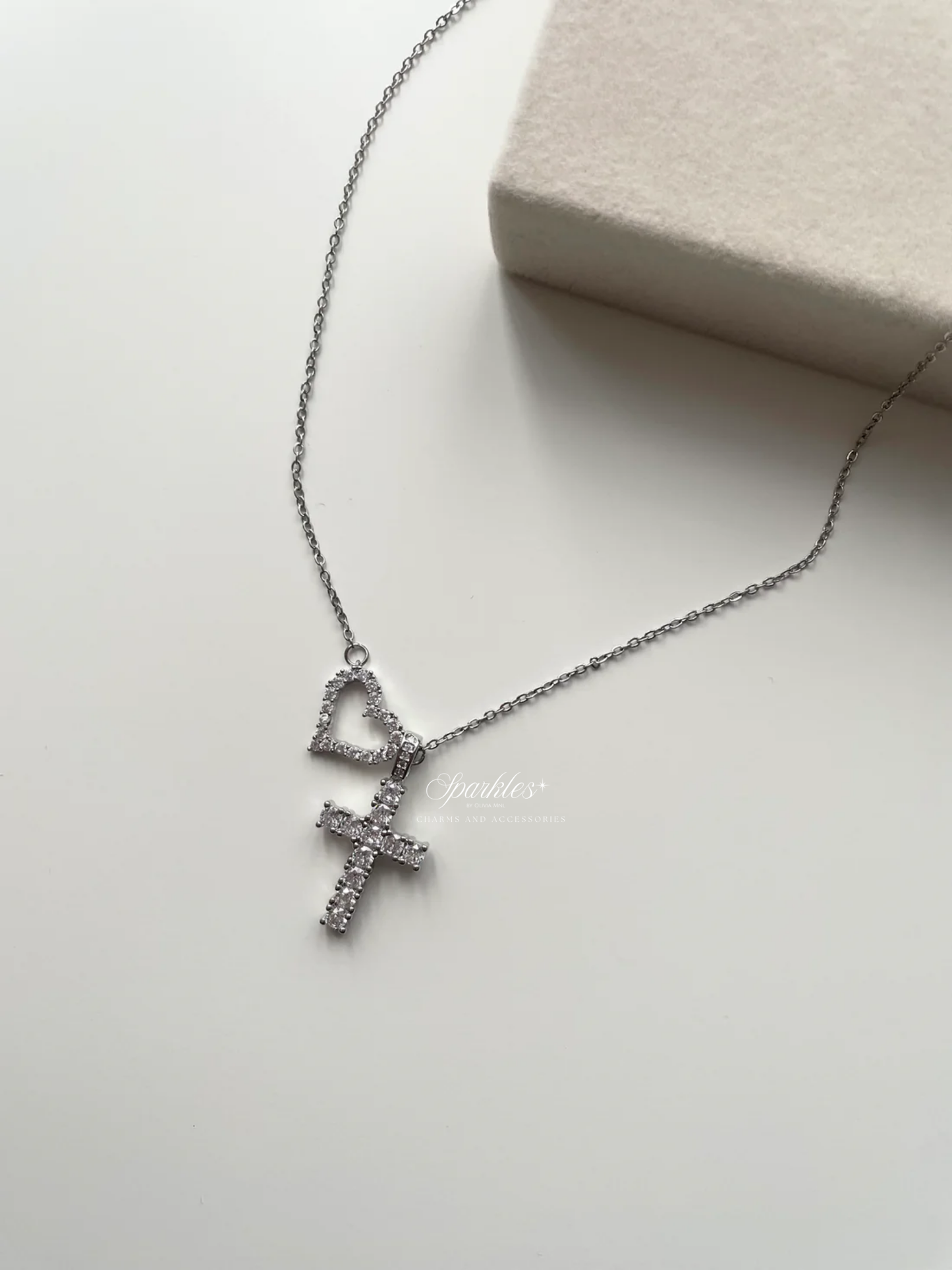 Silver Heart and Cross necklace