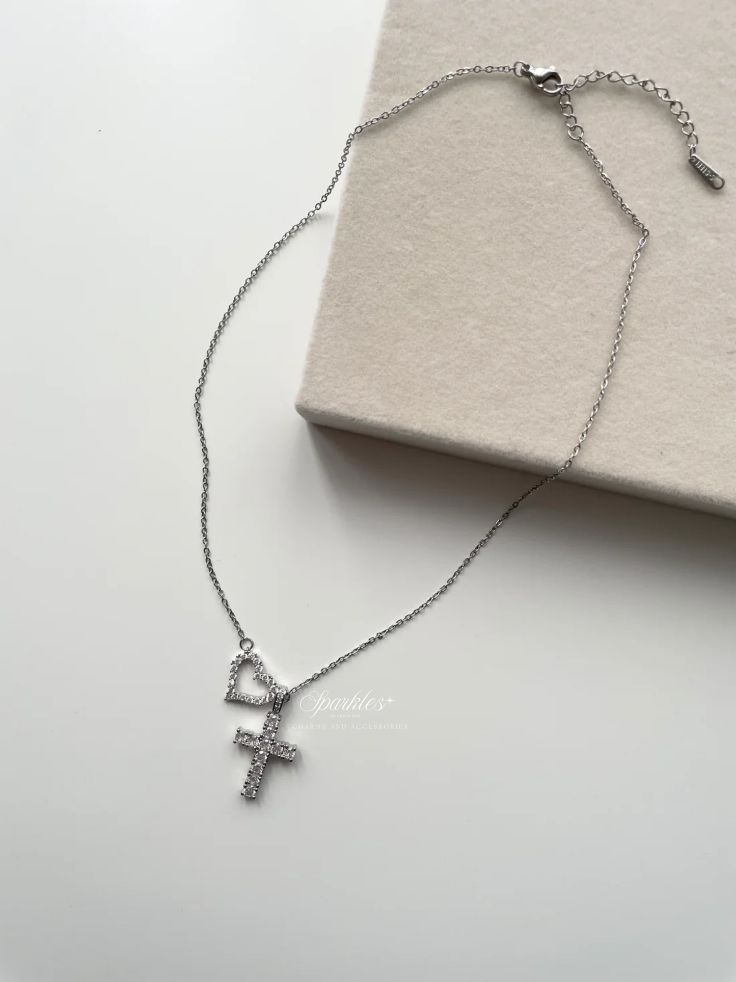 Silver Heart and Cross necklace
