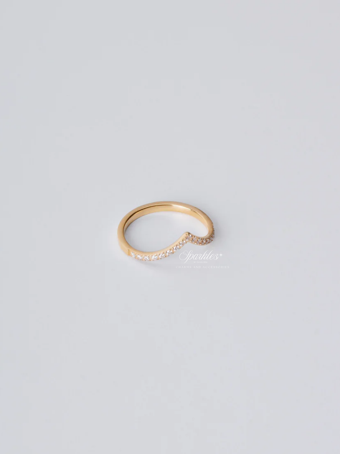 V-shaped Studded Gold Ring with sizes