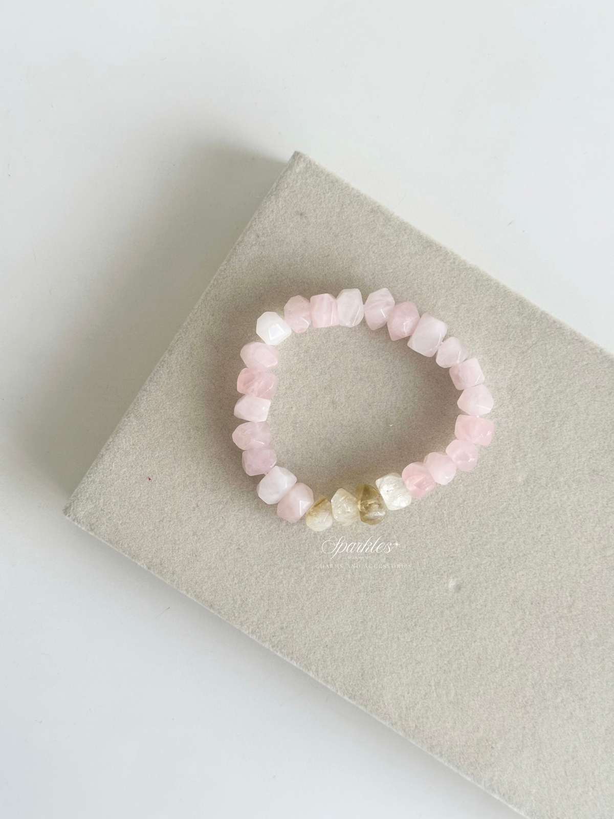 Rose Quartz & Citrine Stone Bracelet with Sizes Aura18