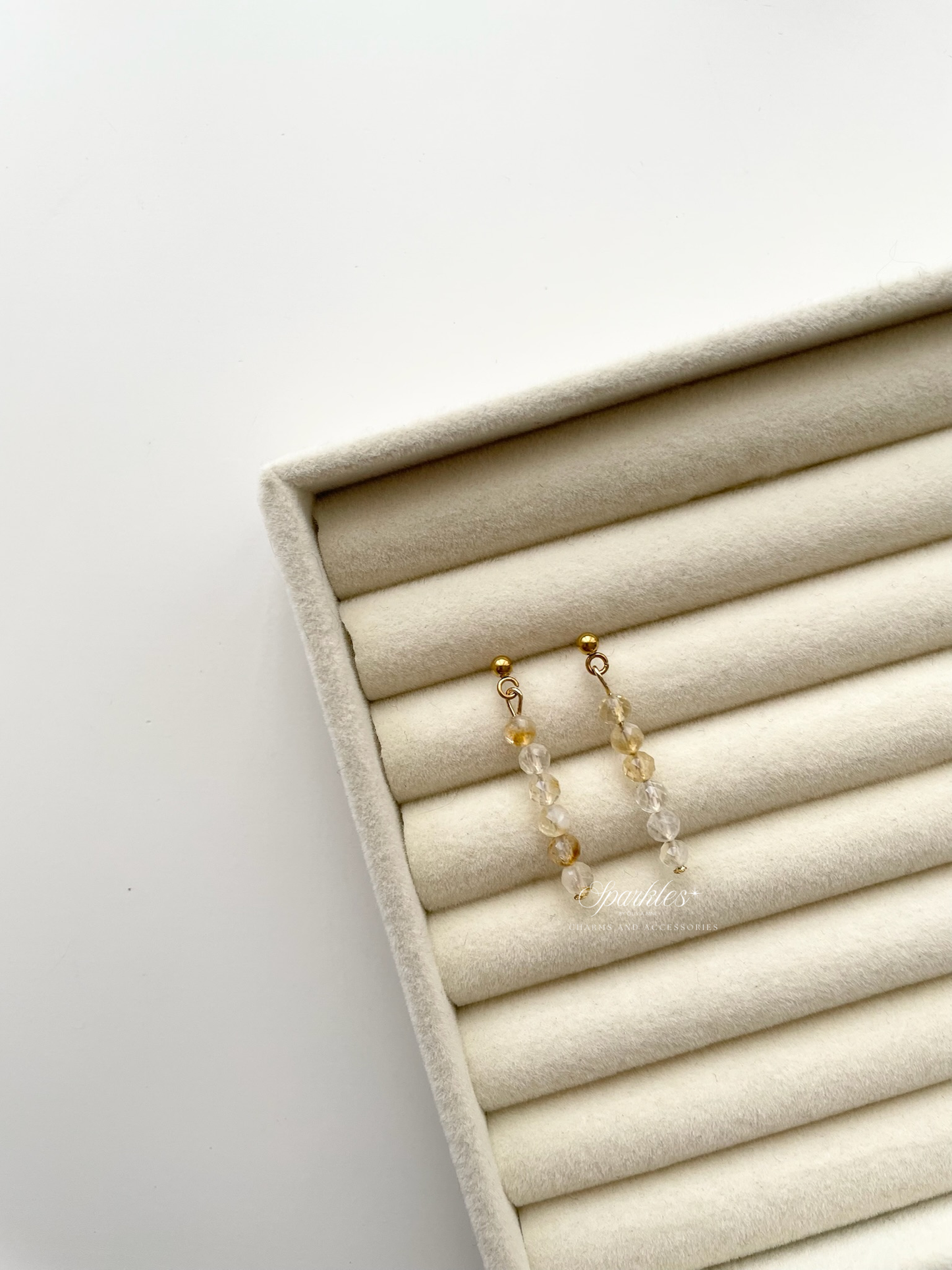 Ch3 Citrine Stone Dangling Earrings