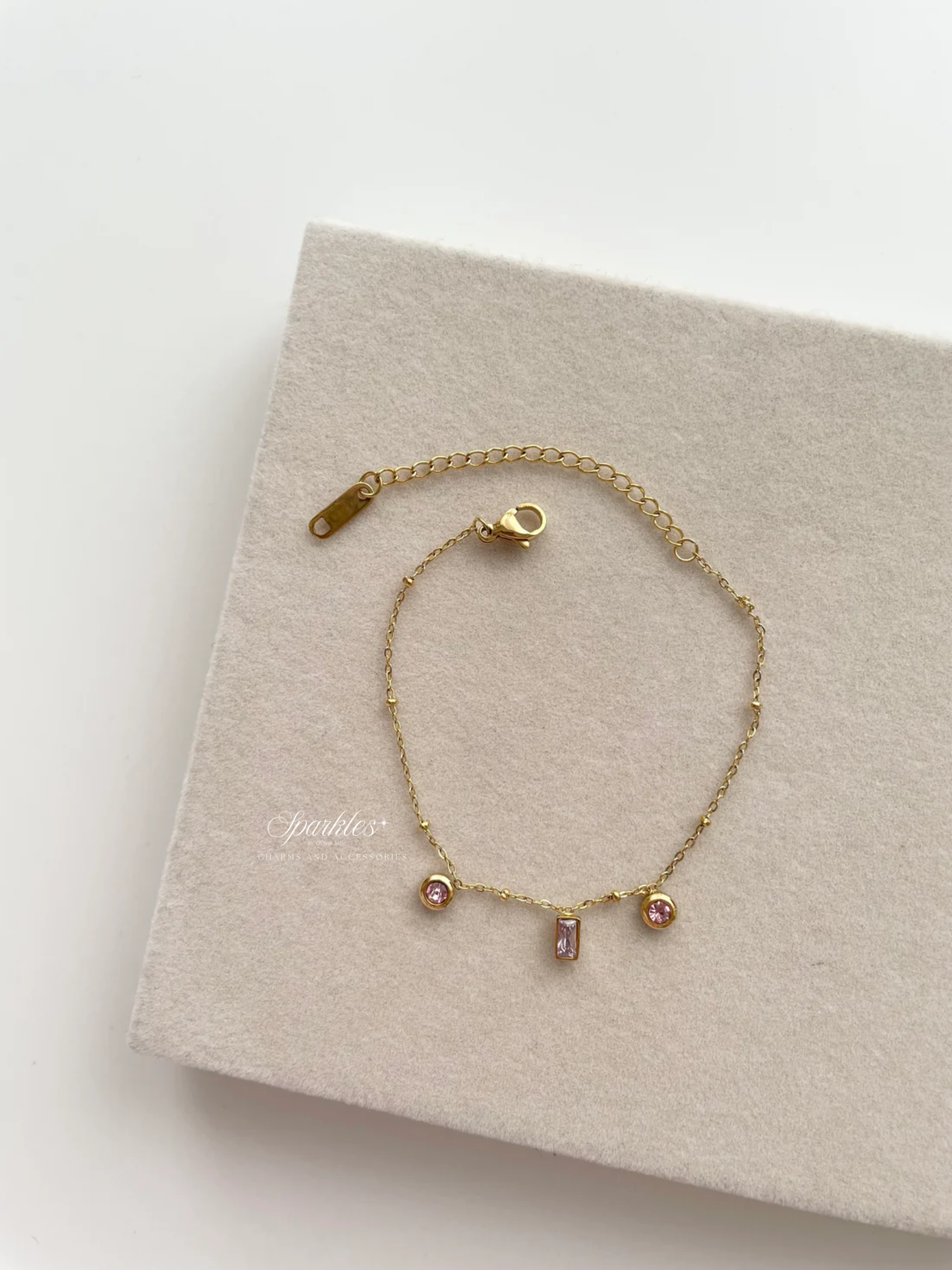 gb572 Dainty pink stone bracelet