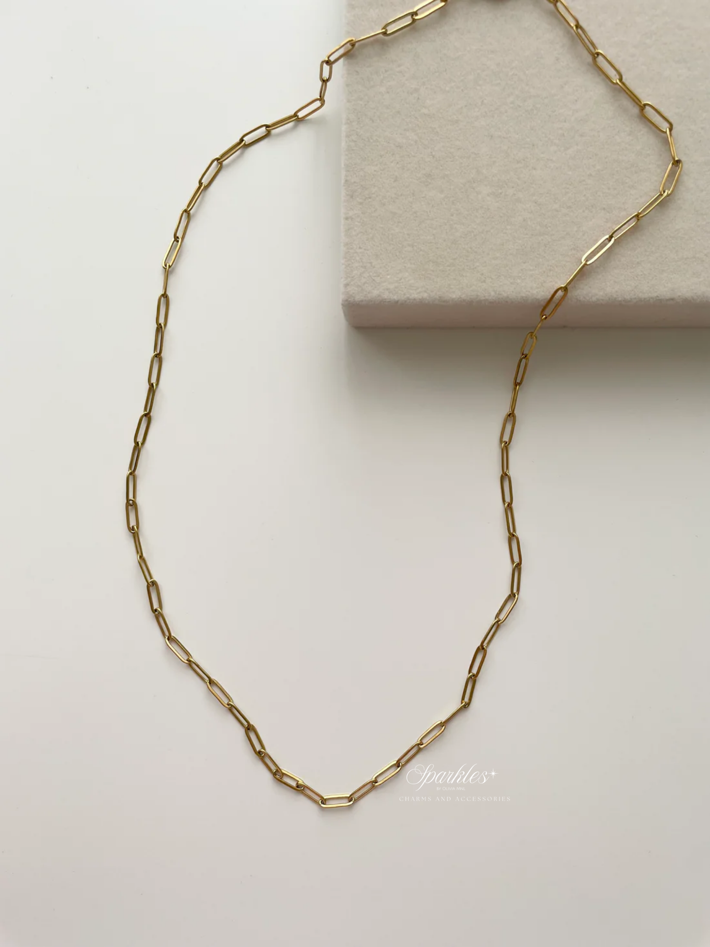 gn820 Paperclip gold necklace