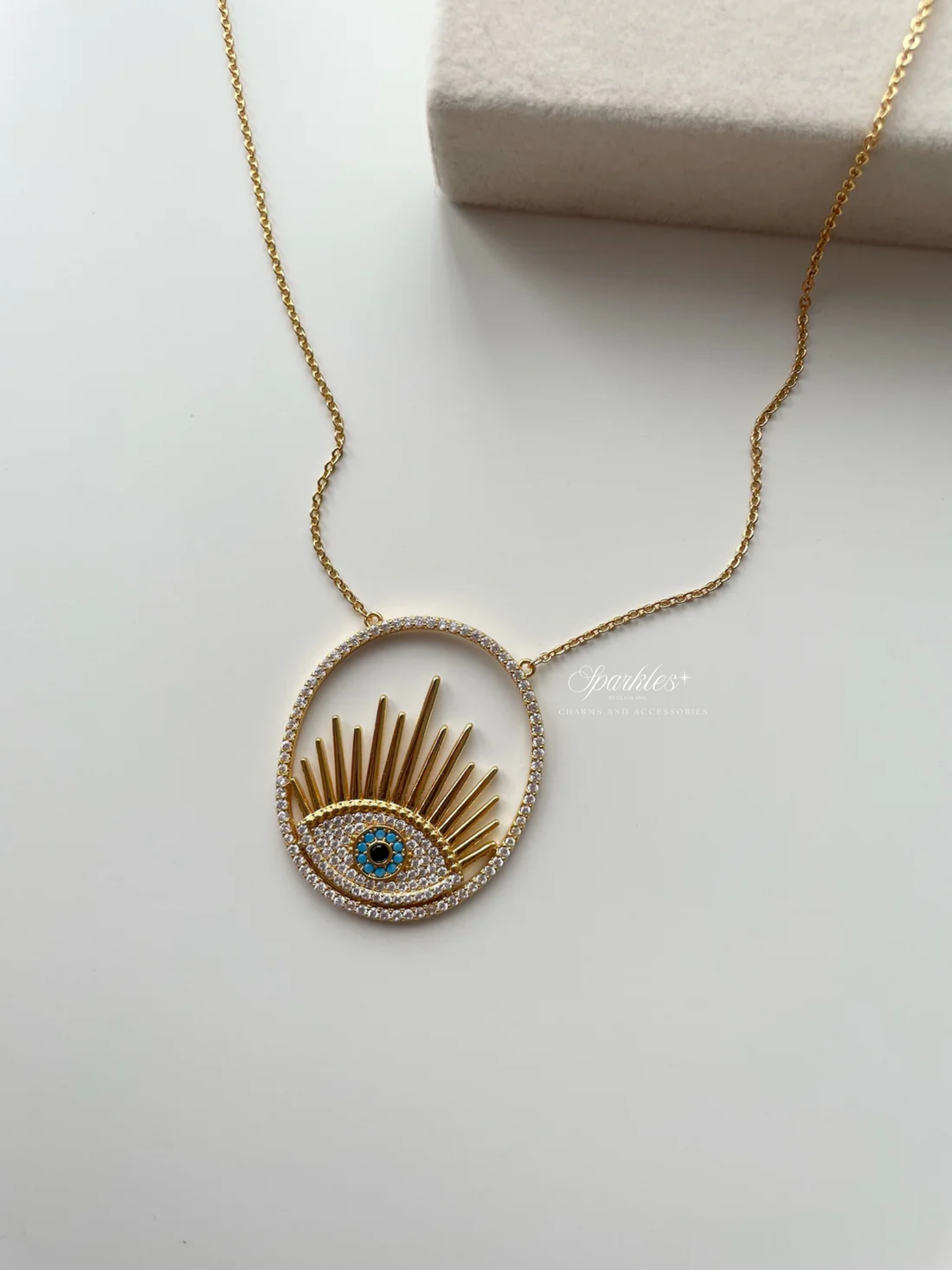 gn834 Gold evil eye necklace