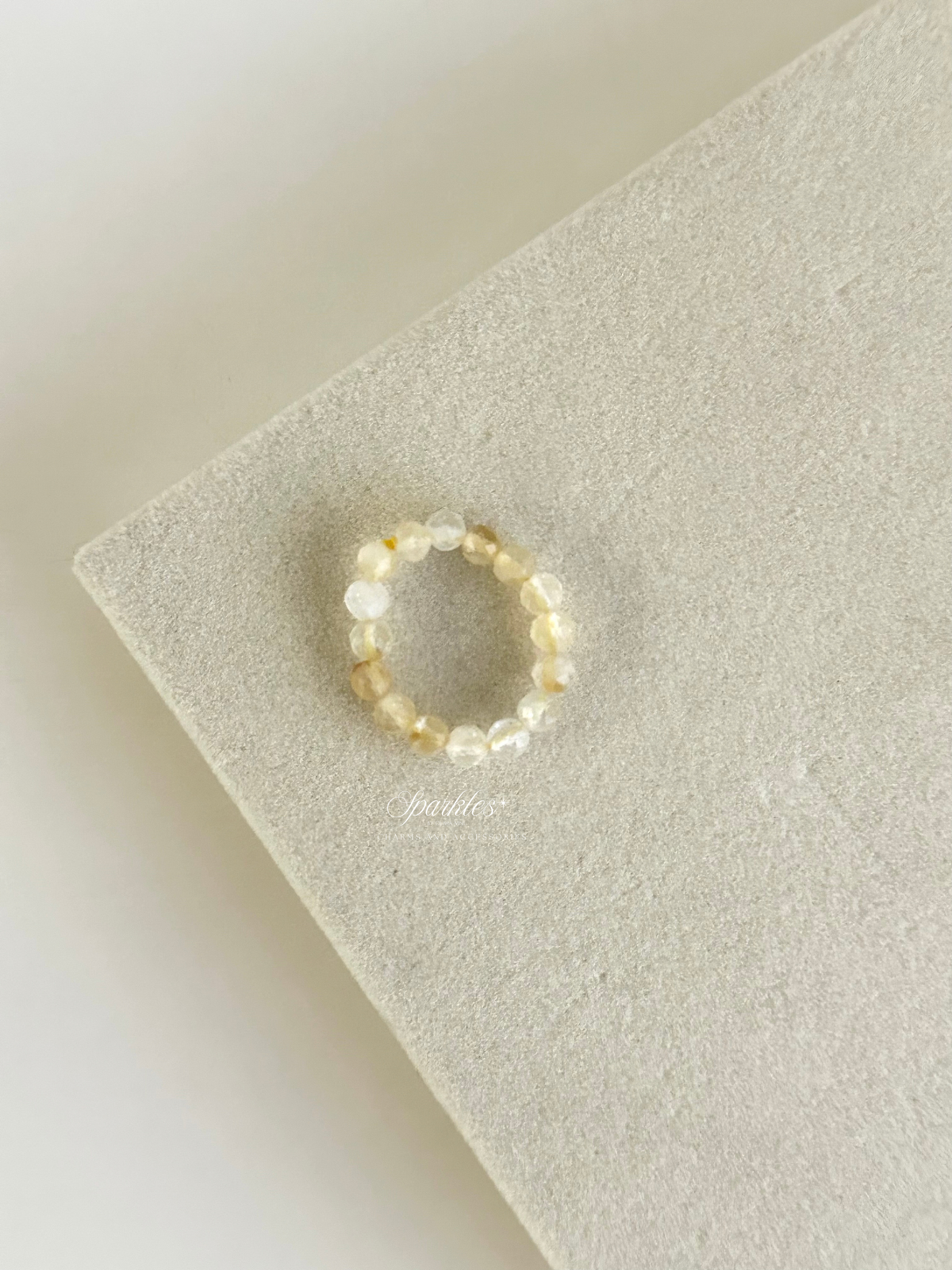 Citrine 4mm Beaded Ring with sizes Ring19