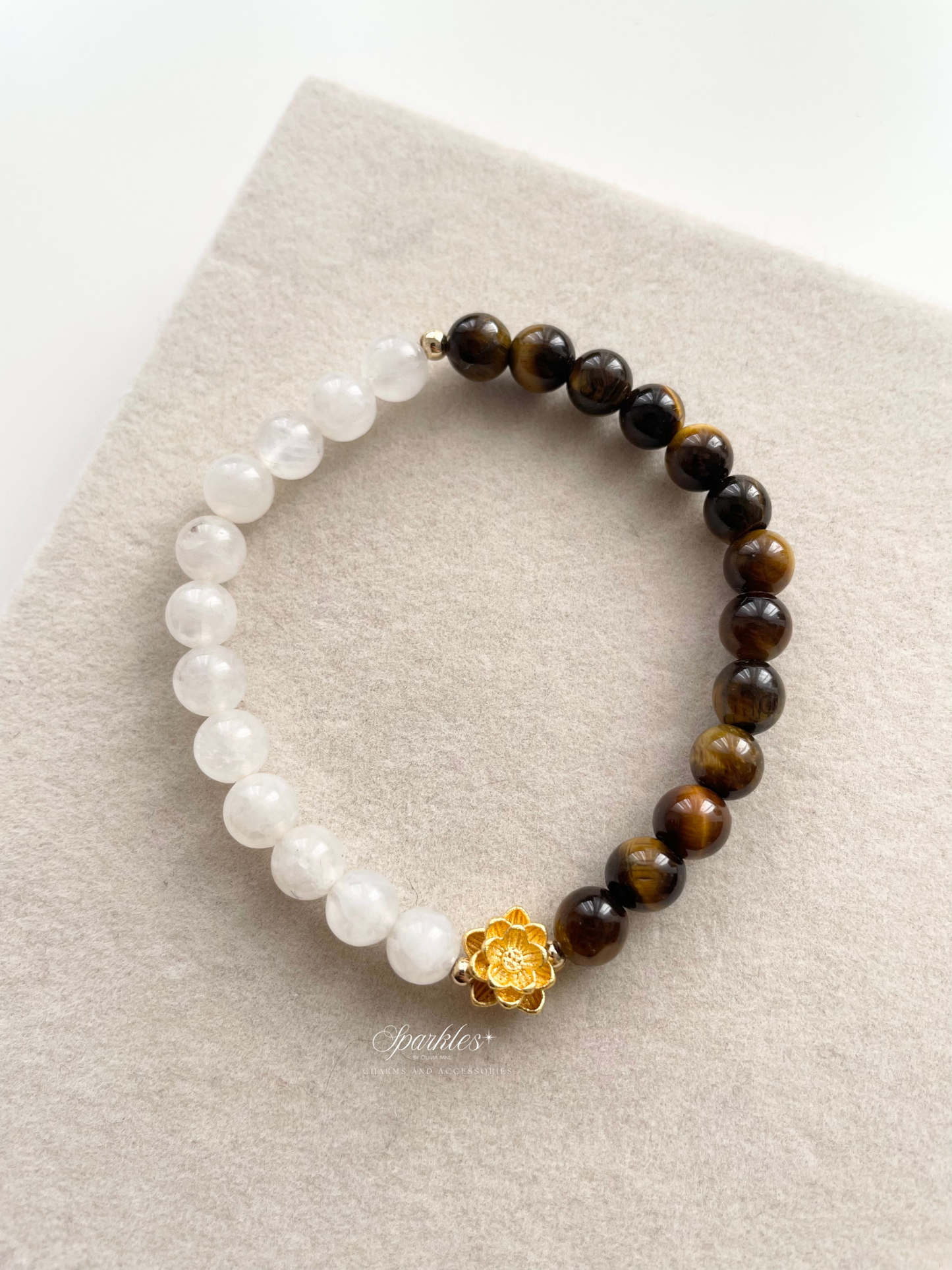 lotus4 Moonstone and Tiger's eye stone