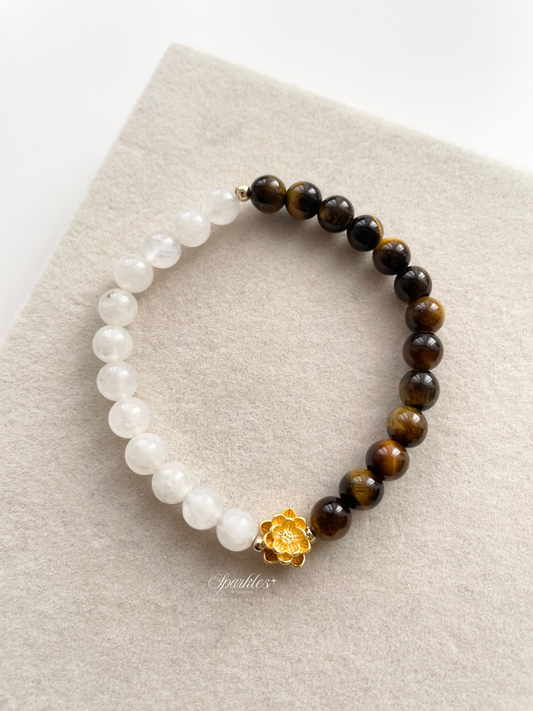 lotus4 Moonstone and Tiger's eye stone