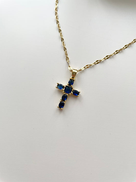 gn759 Cross gem necklace