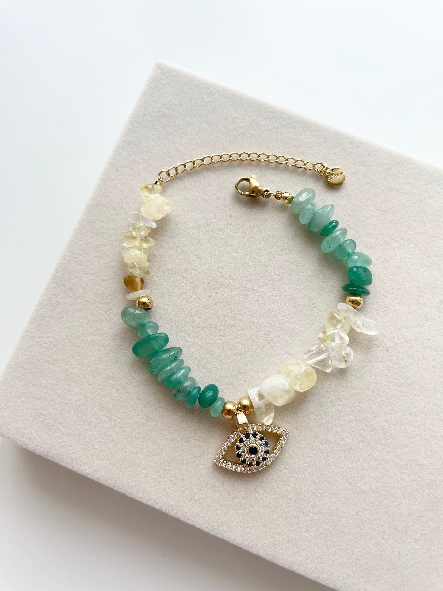 Citrine and Aventurine evil eye beads bracelet