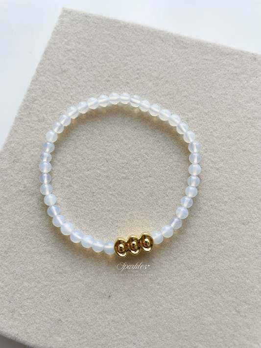 Sparkles16 Opal beads bracelet with Gold Ingot