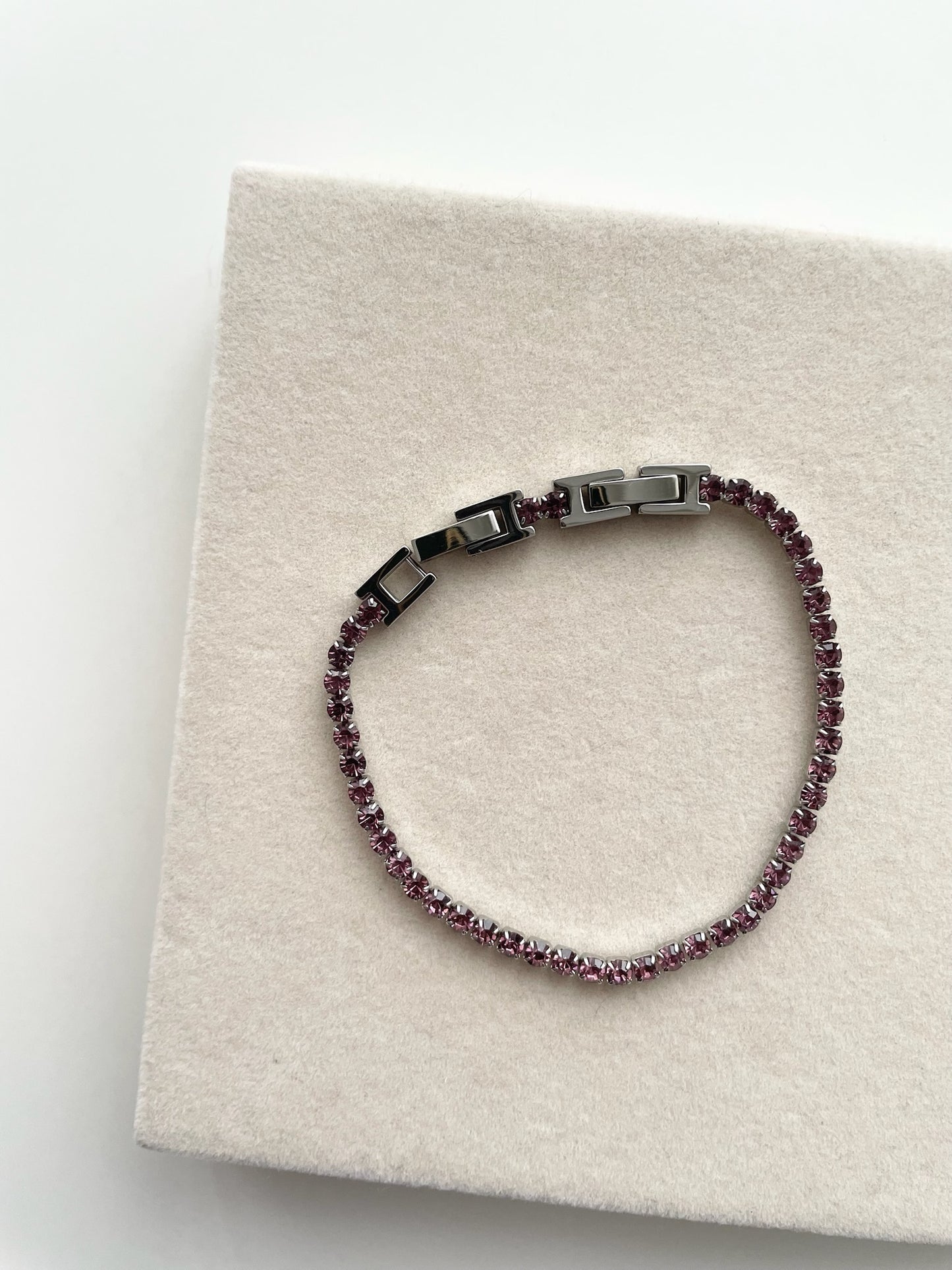 gb609 pink silver tennis braclet