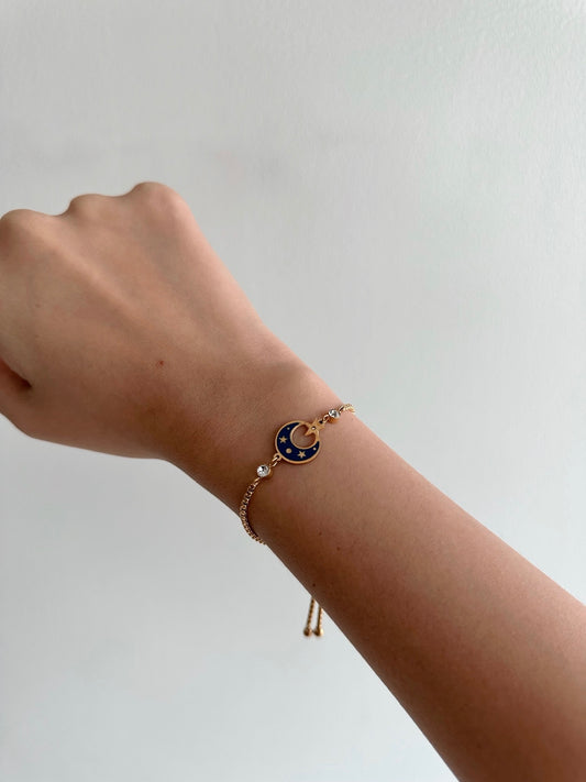 Blue Moon And Star Gold Bracelet