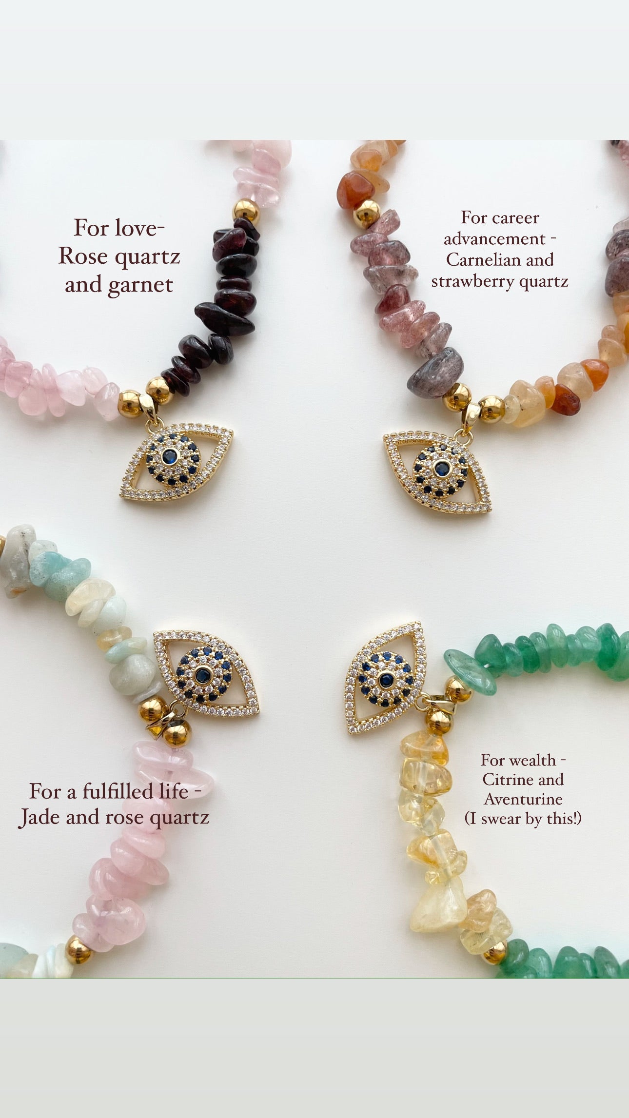 Jade and Rose quartz evil eye beads bracelet