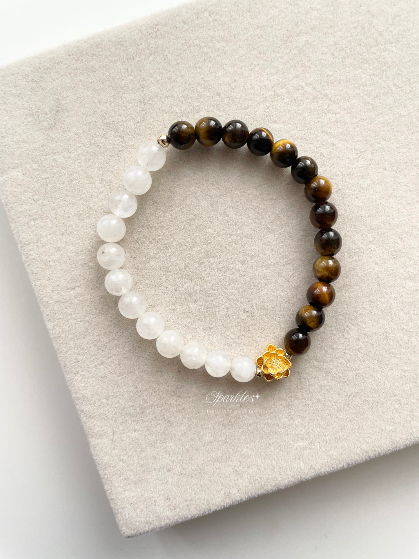 lotus4 Moonstone and Tiger's eye stone