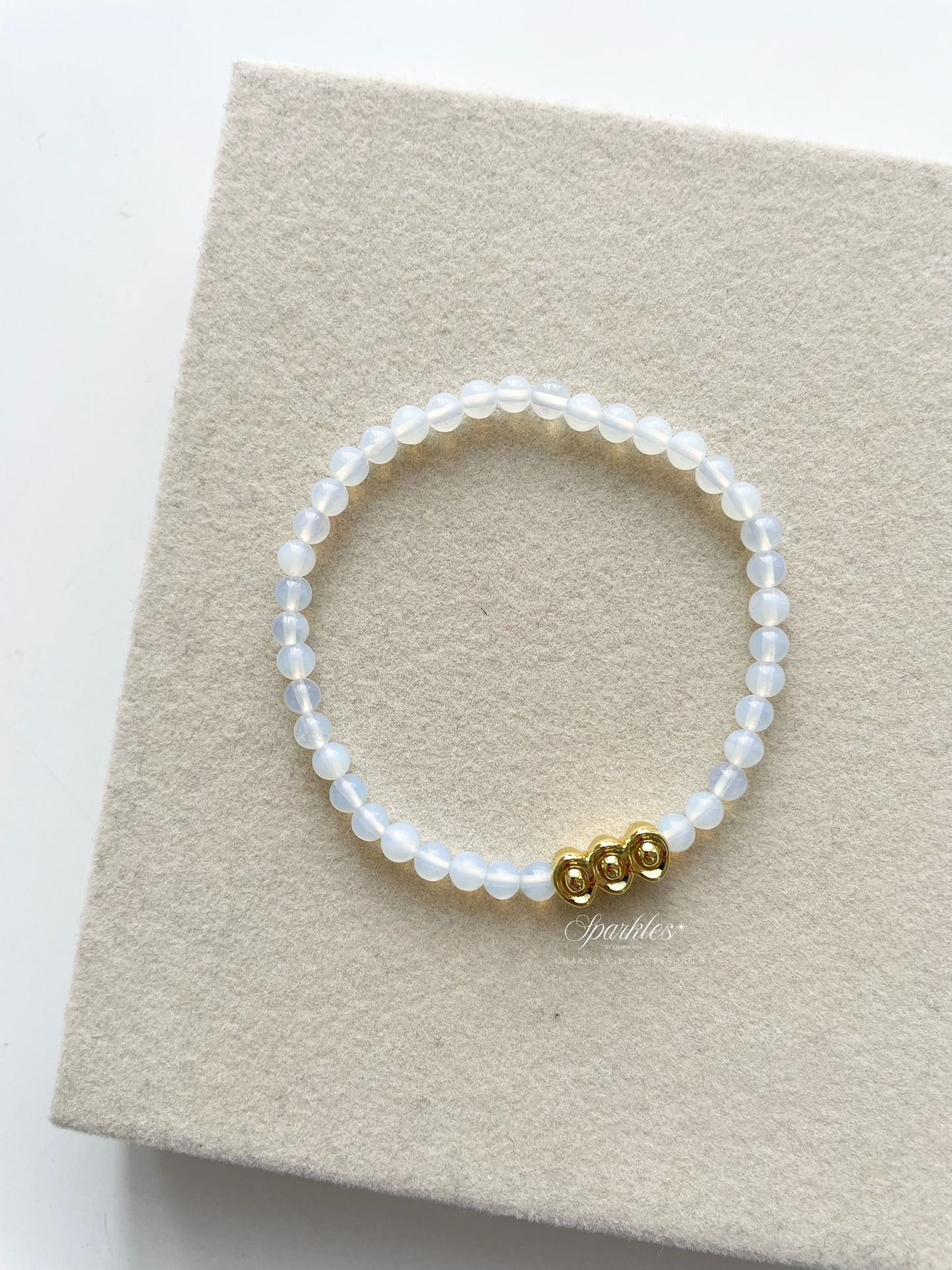Sparkles16 Opal beads bracelet with Gold Ingot
