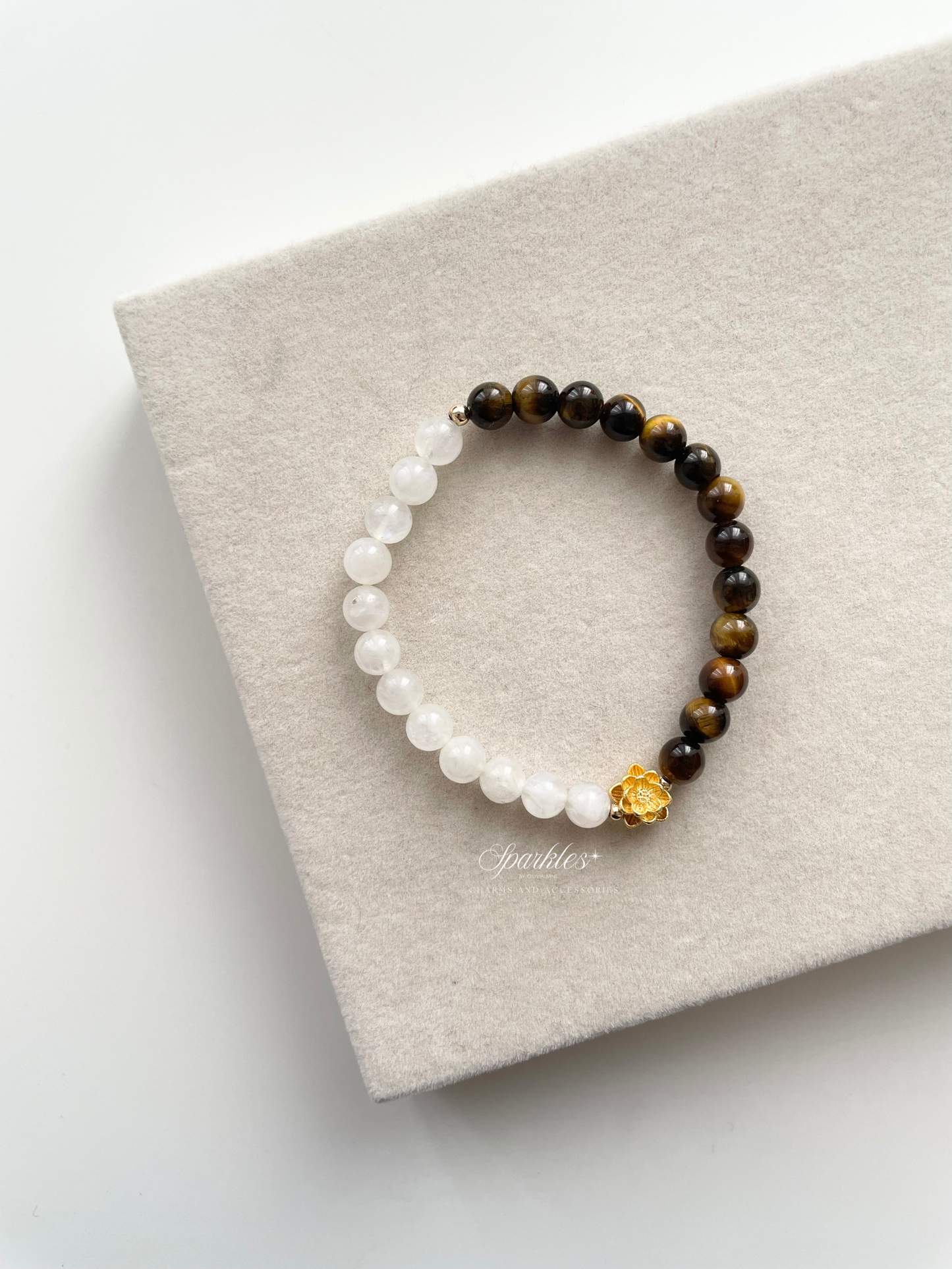 lotus4 Moonstone and Tiger's eye stone