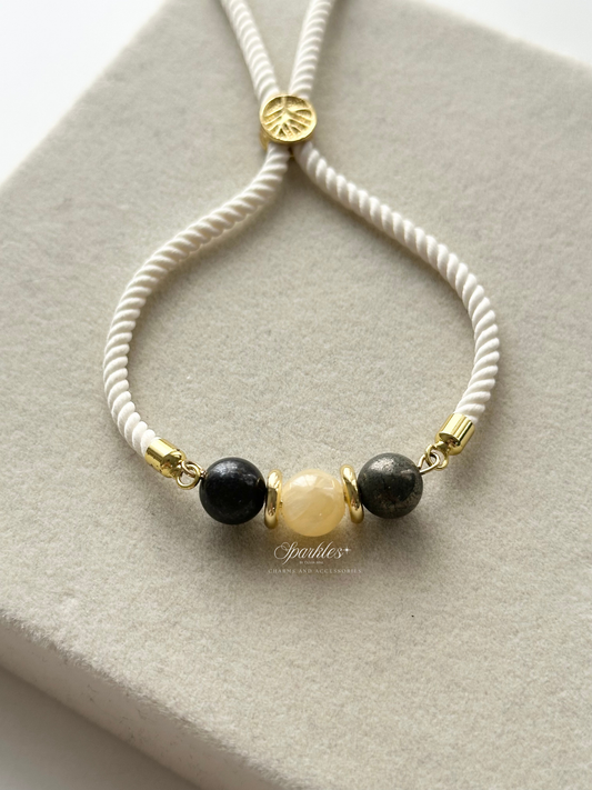 Sparkles 3stones Wealth Bracelet Pyrite + Citrine + Bronzite