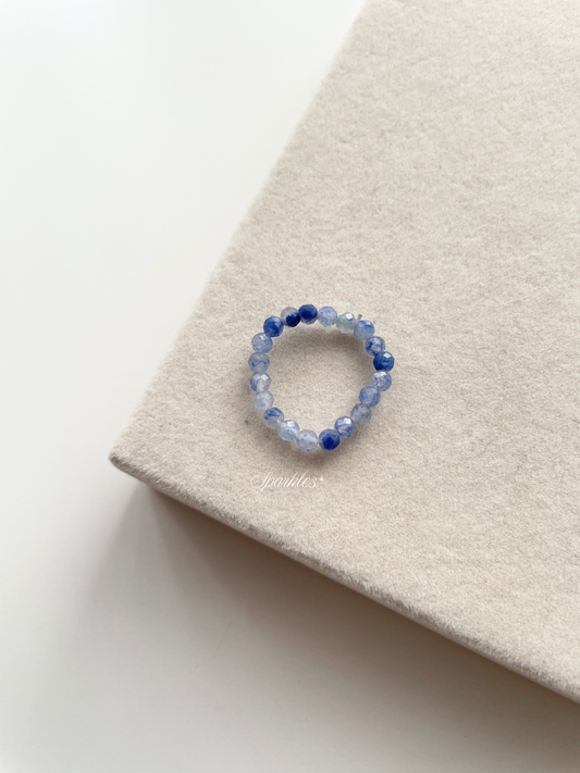 Blue Sapphire Beaded Ring with Sizes