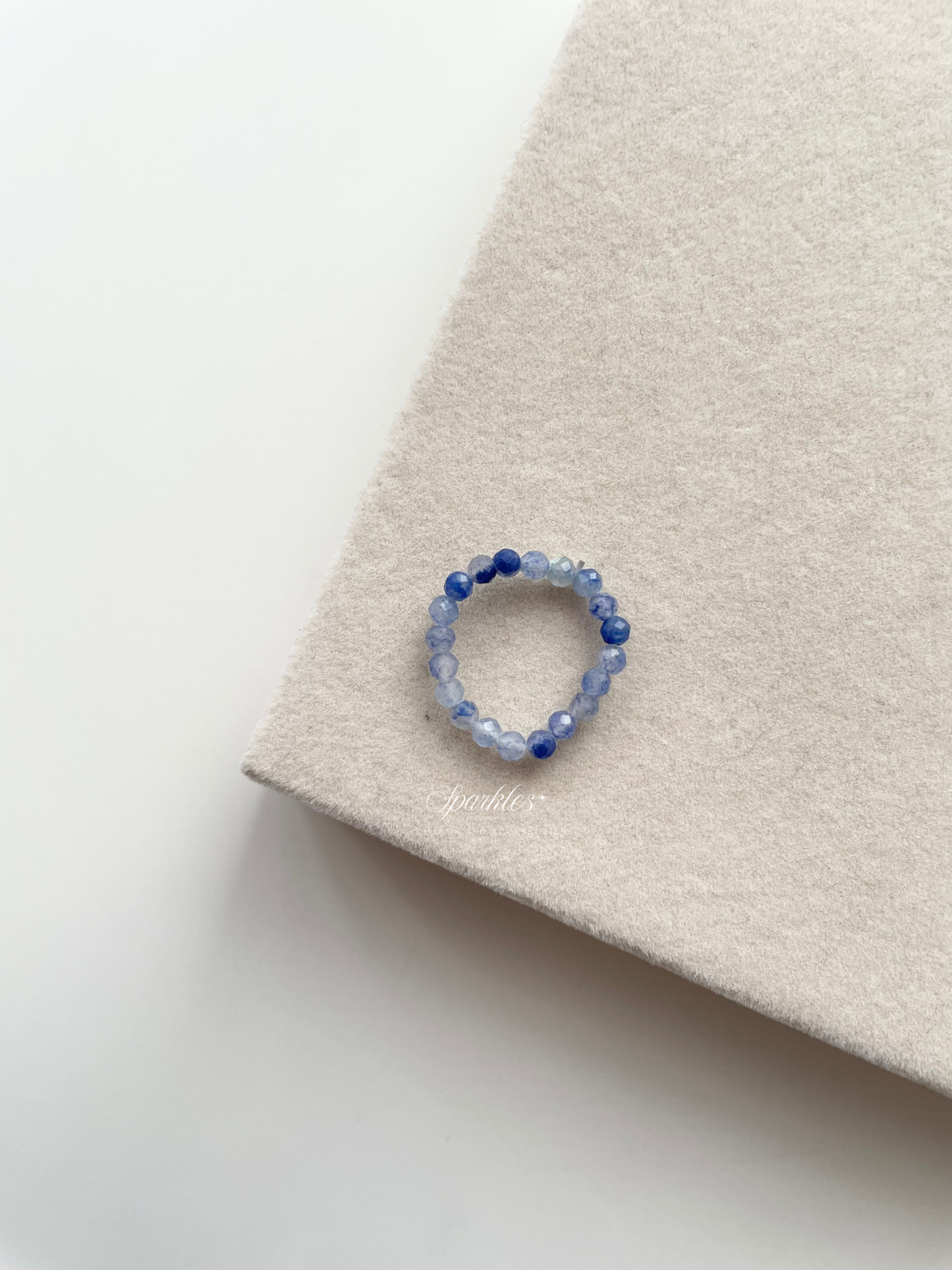 Blue Sapphire Beaded Ring with Sizes