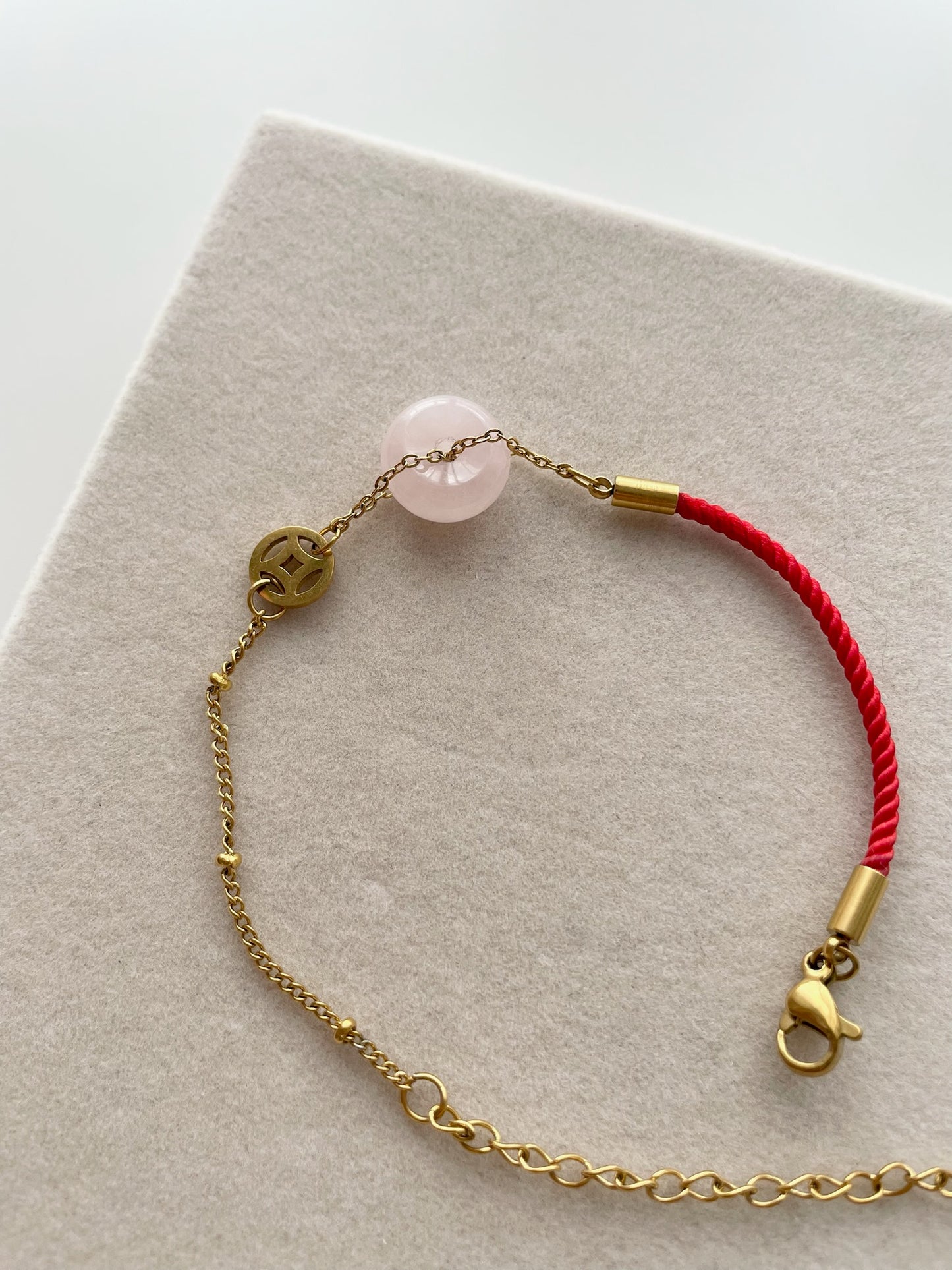 gb593 Rose Quartz red string