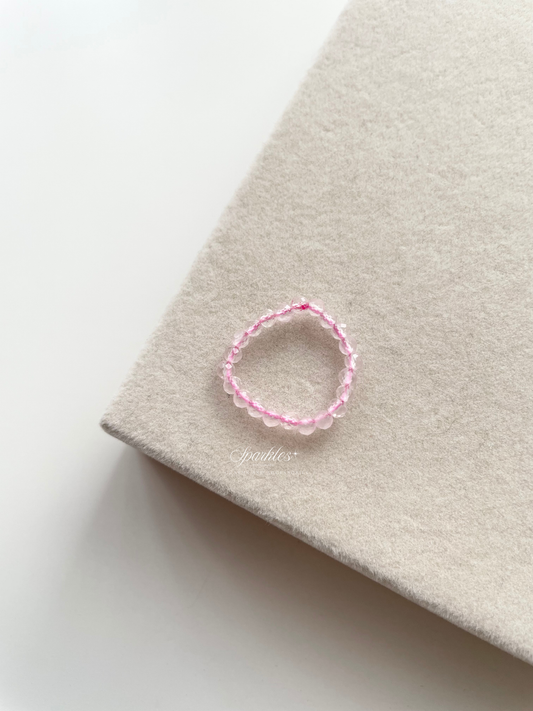 Rose Quartz Beaded Ring with Sizes