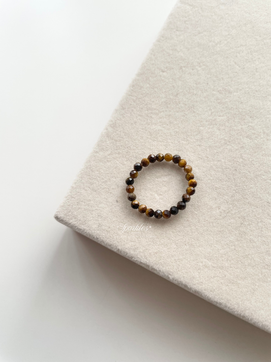 Tiger's Eye Beaded Ring with Sizes