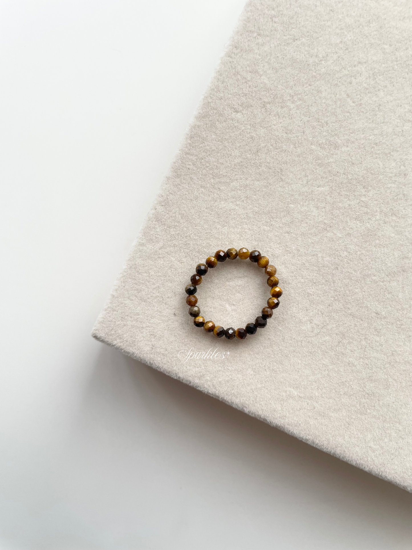 Tiger's Eye Beaded Ring with Sizes