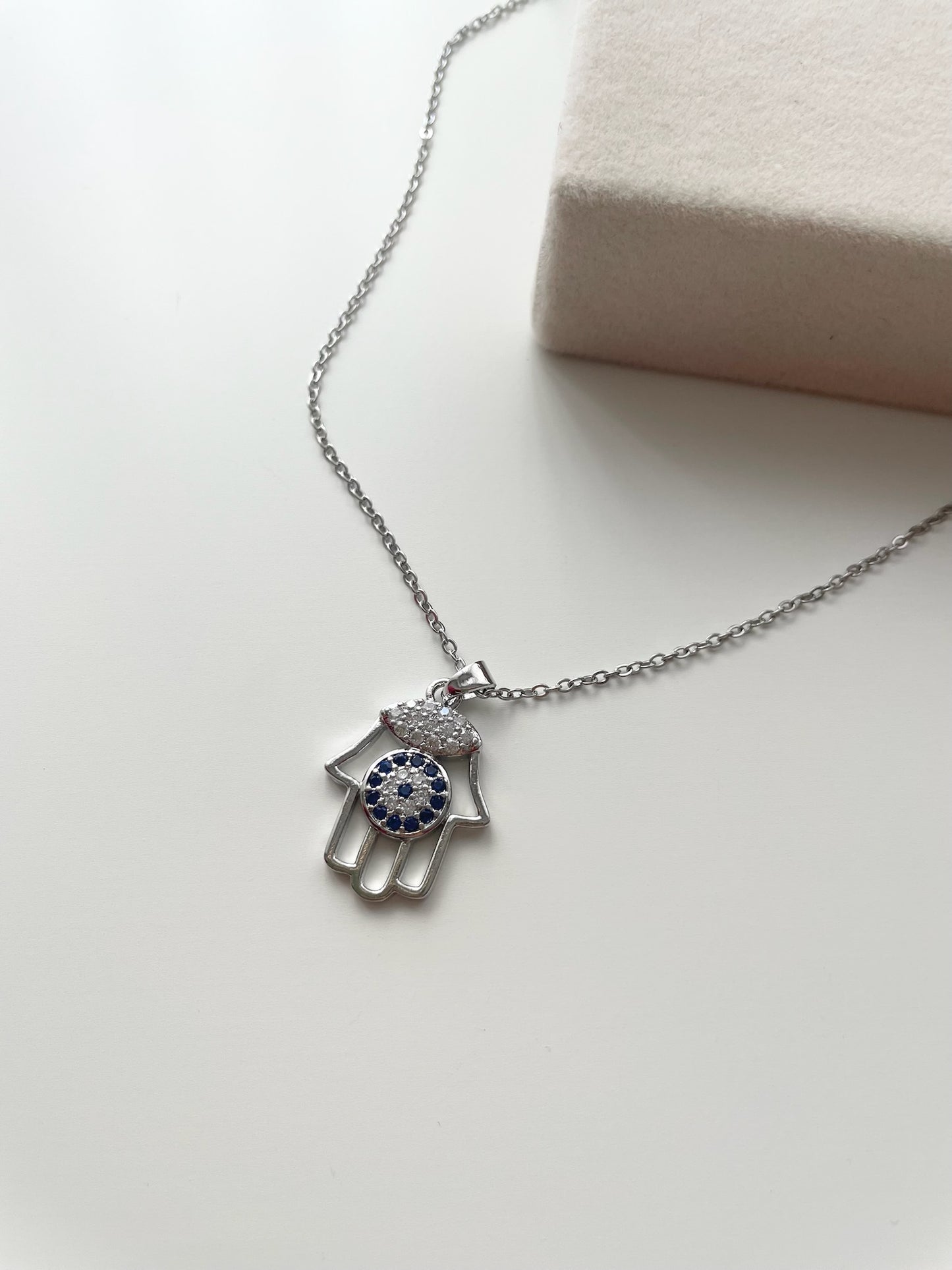 Ethel silver hamsa necklace