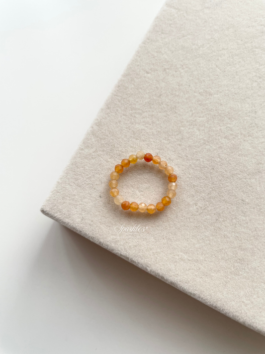 Carnelian Beaded Ring with Sizes