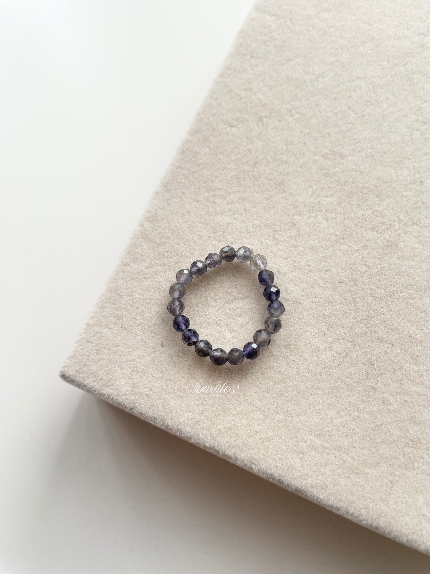 Iolite Beaded Ring with Sizes