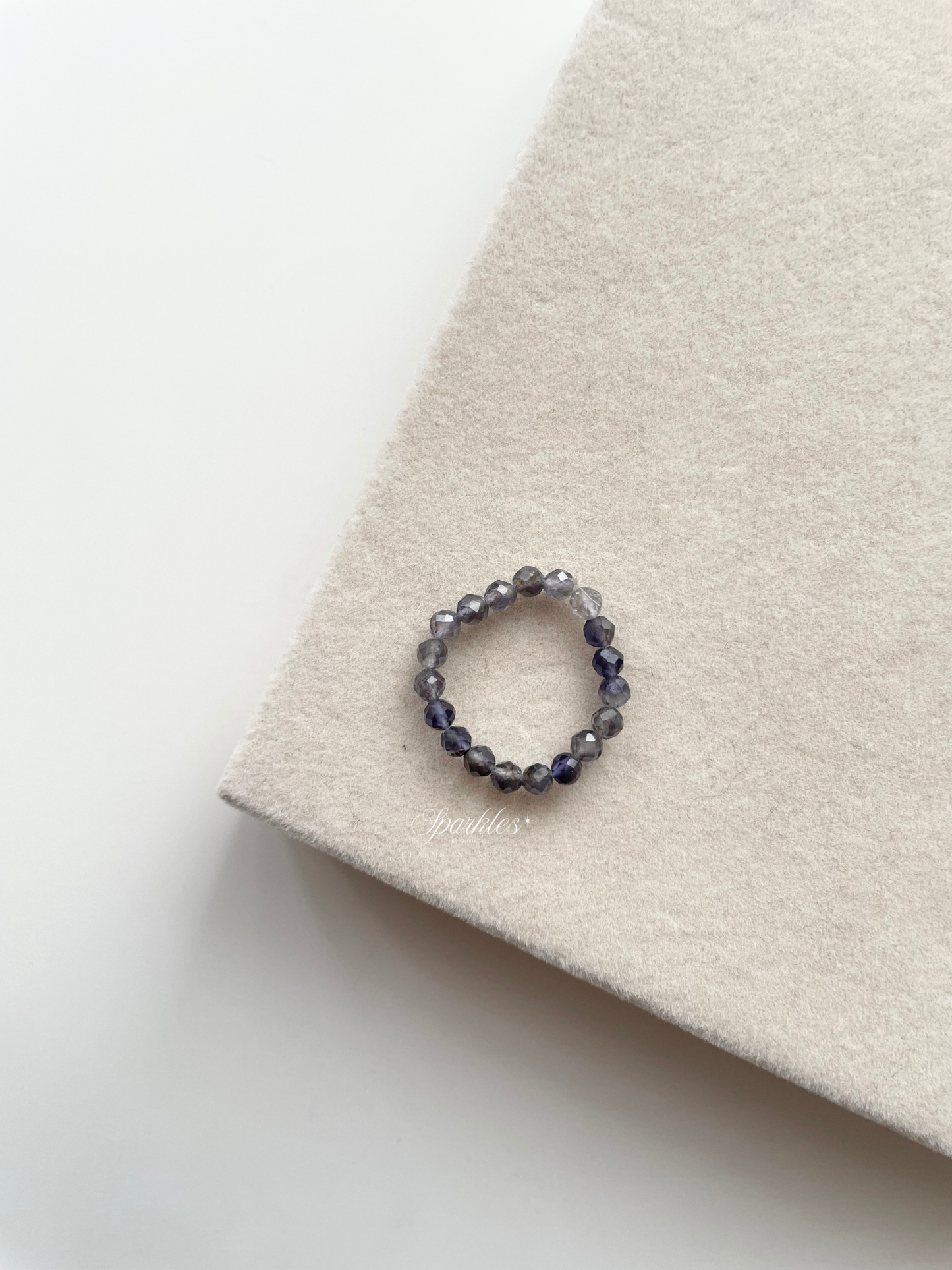 Iolite Beaded Ring with Sizes