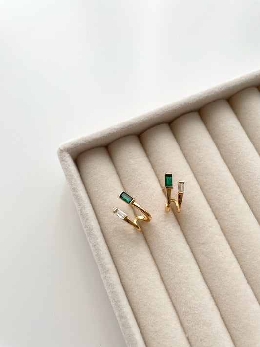 Ava emerald and white stone earrings