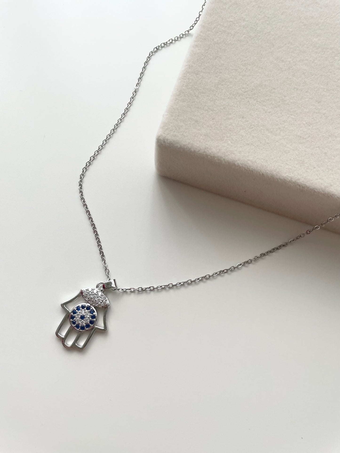 Ethel silver hamsa necklace