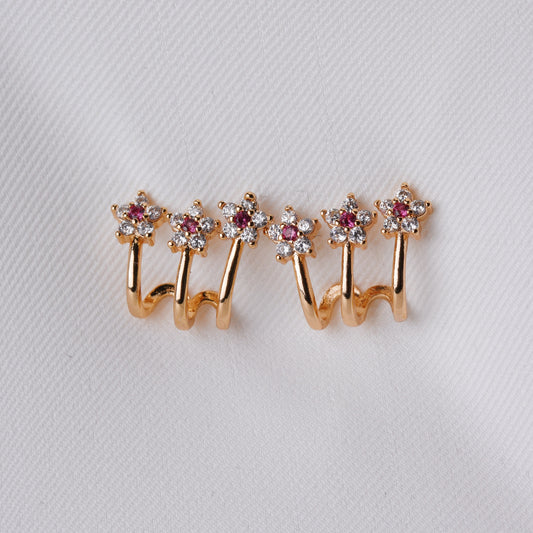 Three Flower Stud earrings