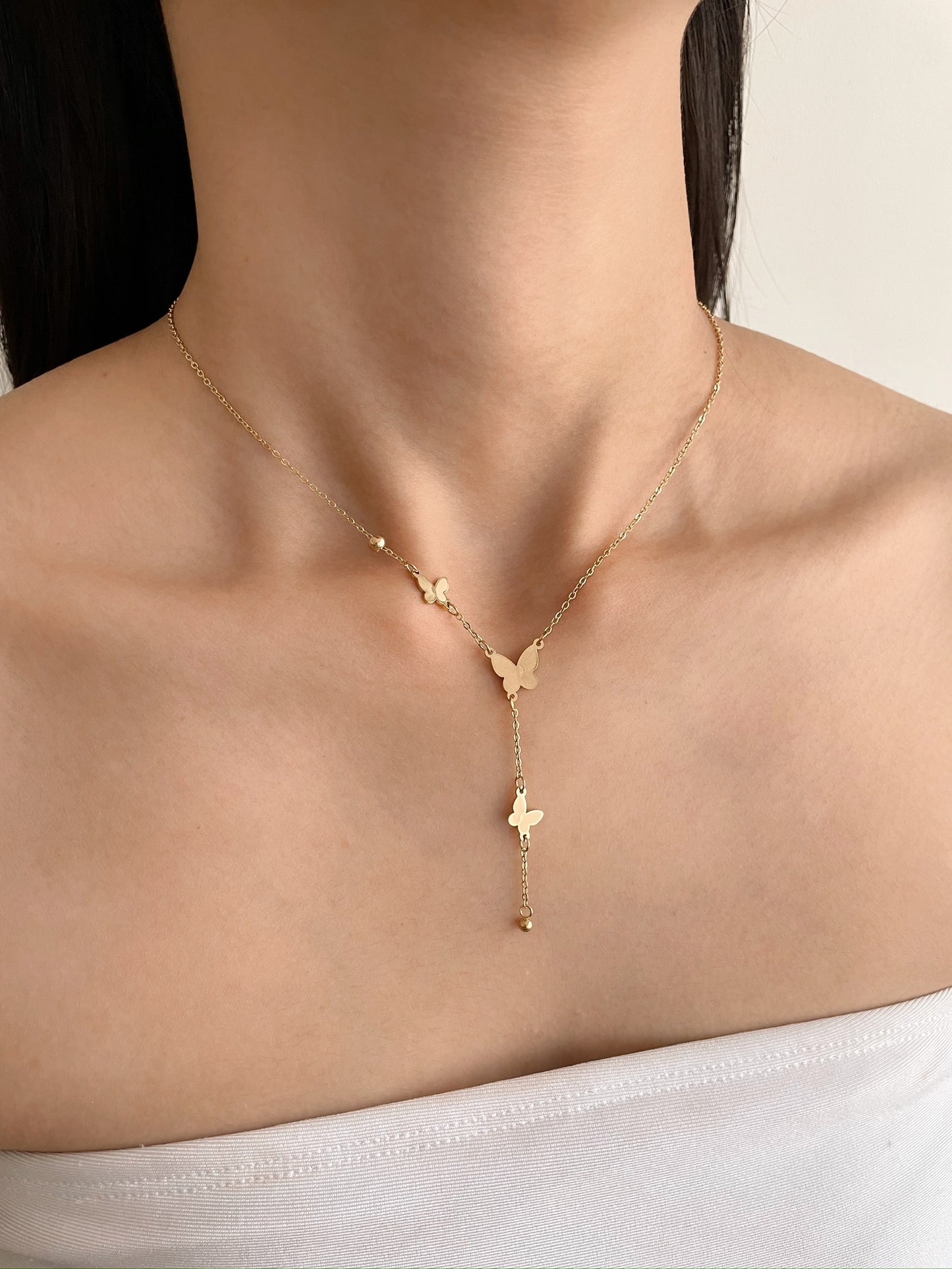 Multi Butterfly Gold Necklace