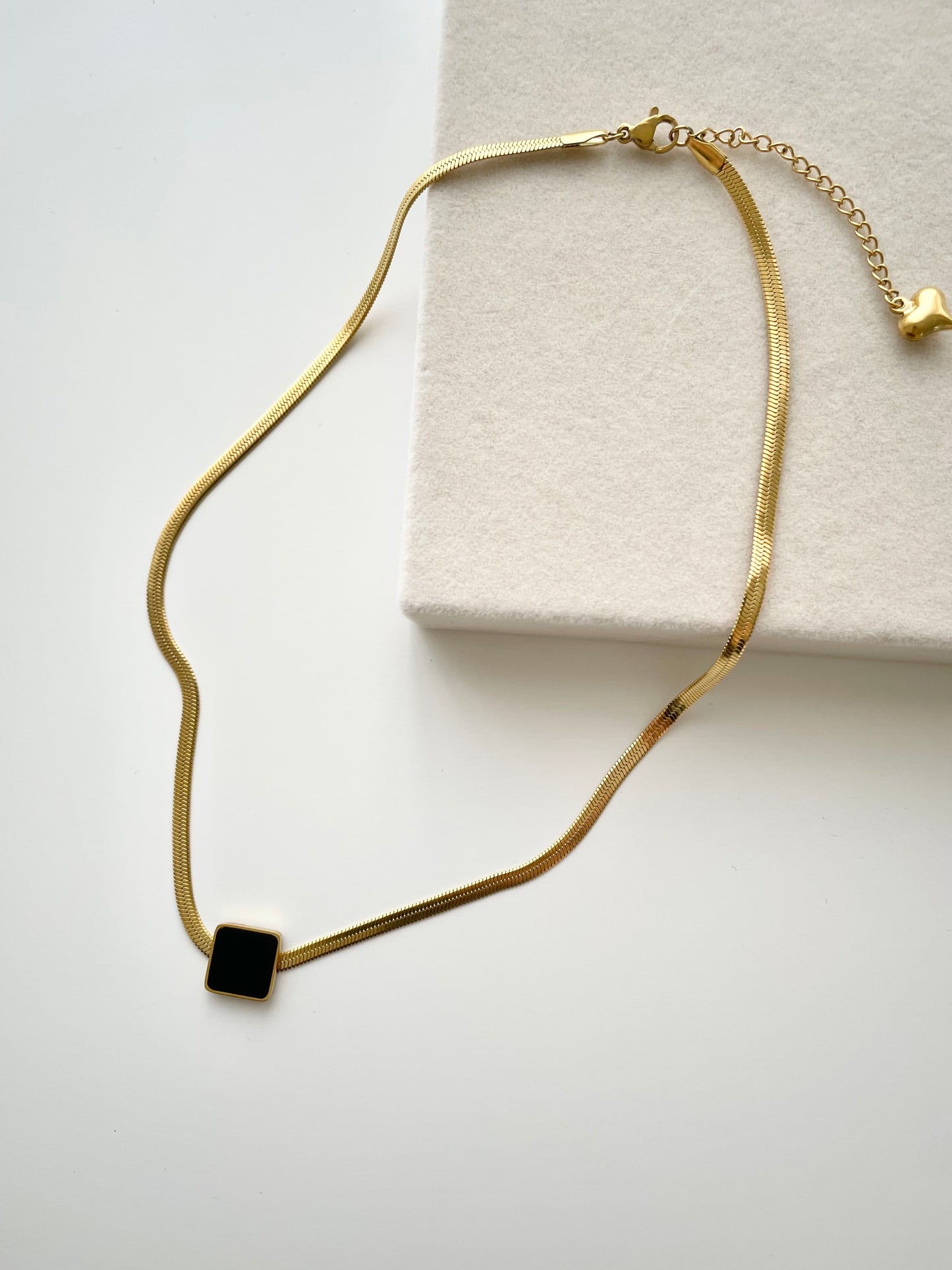 Centered black square necklace