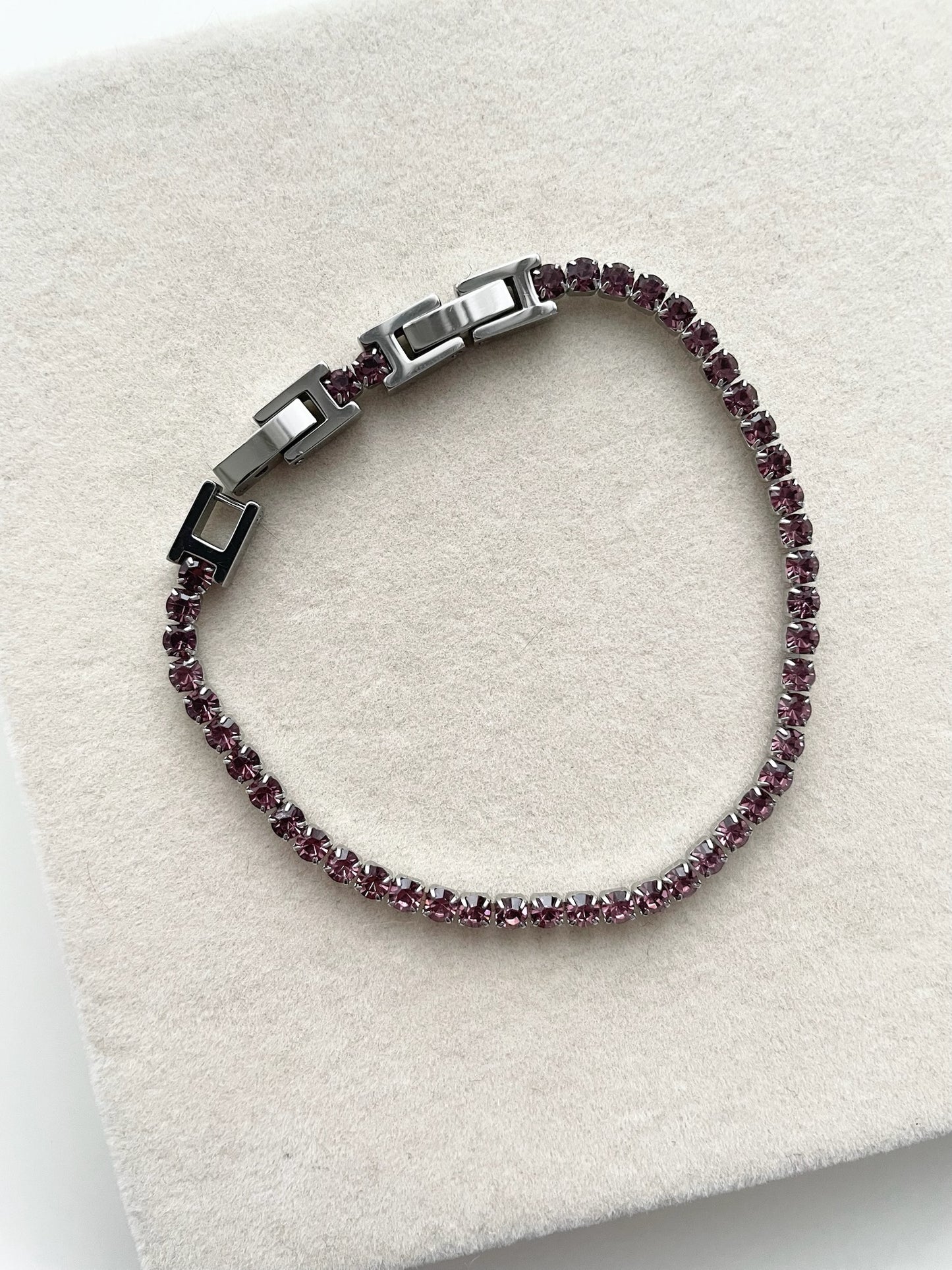 gb609 pink silver tennis braclet
