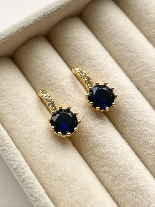 Blue stone hoop earrings